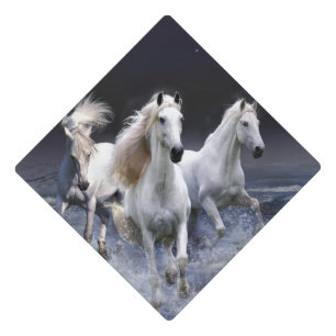 Horses running  throw pillow graduation cap topper