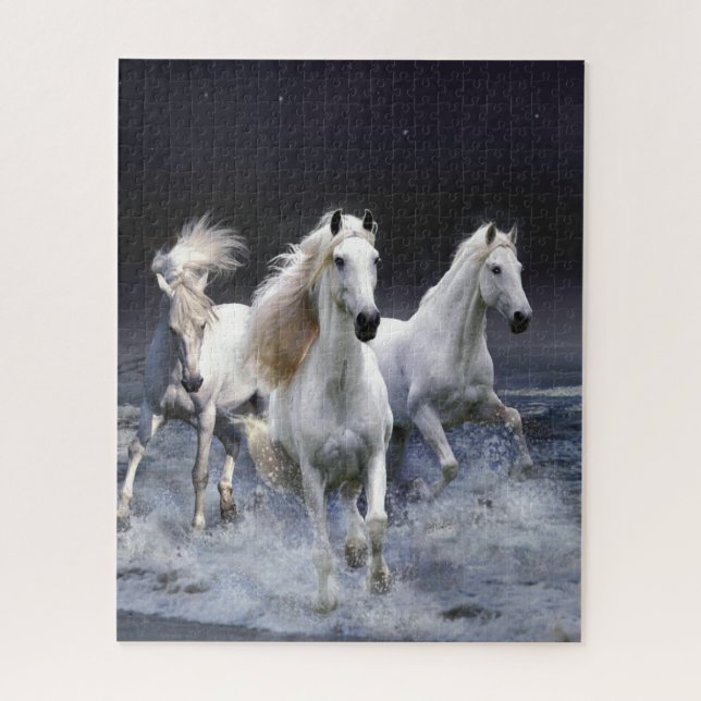 Horses running  throw pillow jigsaw puzzle (Vertical)