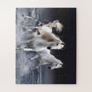 Horses running  throw pillow jigsaw puzzle