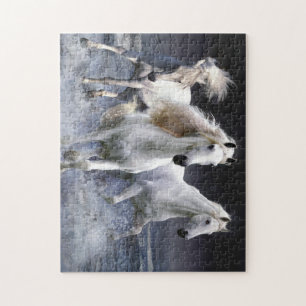 Horses running throw pillow jigsaw puzzle