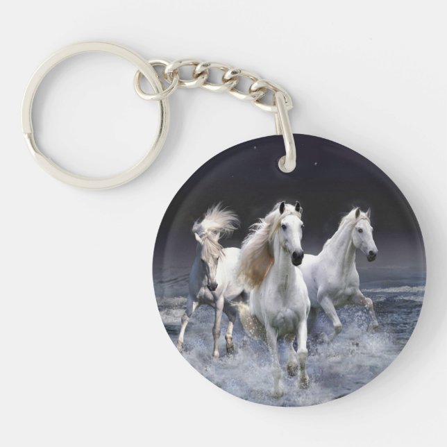 Horses running  throw pillow keychain (Front)