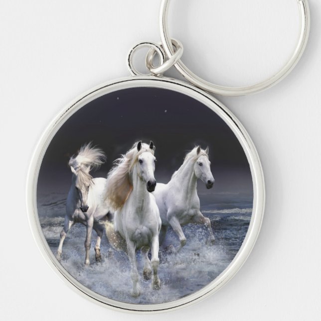 Horses running  throw pillow keychain (Front)