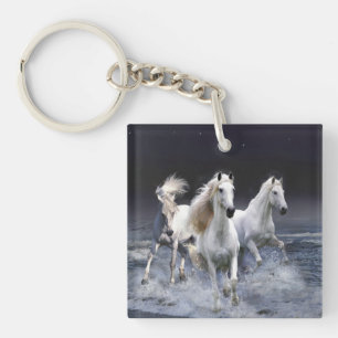 Horses running  throw pillow keychain