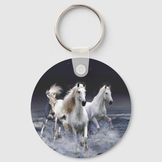 Horses running  throw pillow keychain (Front)