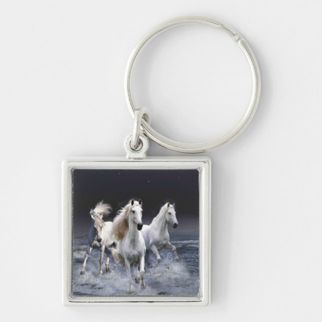Horses running  throw pillow keychain (Front)