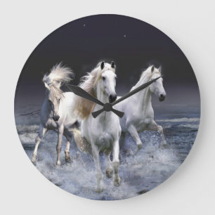 Horses running  throw pillow large clock