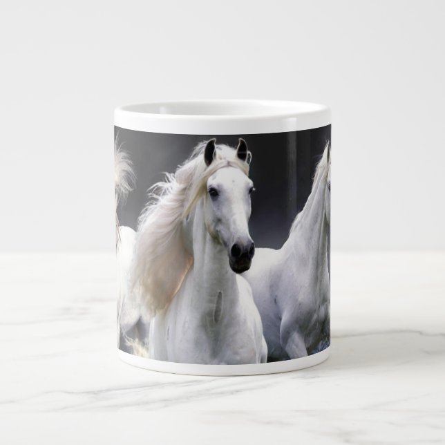 Horses running  throw pillow large coffee mug (Front)