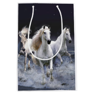Horses running throw pillow medium gift bag