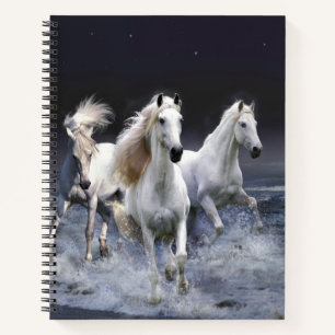Horses running throw pillow notebook