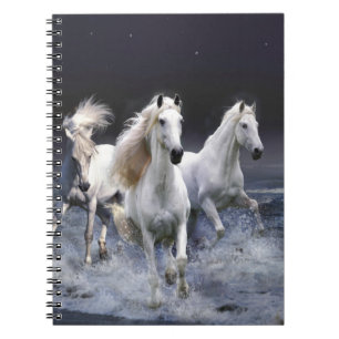 Horses running throw pillow notebook