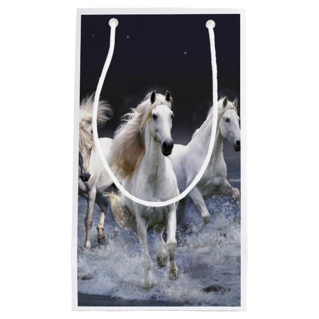 Horses running  throw pillow small gift bag (Front)