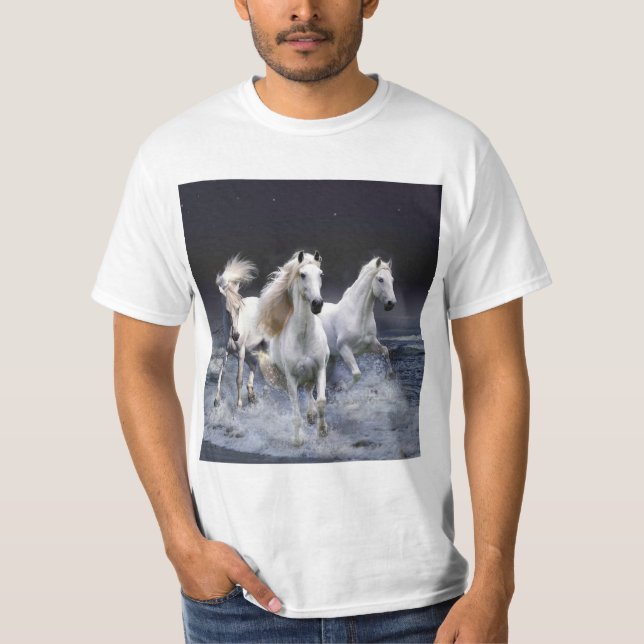 Horses running  throw pillow T-Shirt (Front)