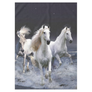 Horses running  throw pillow tablecloth