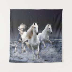 Horses running  throw pillow tapestry