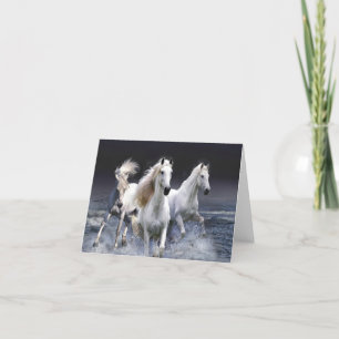 Horses running  throw pillow thank you card