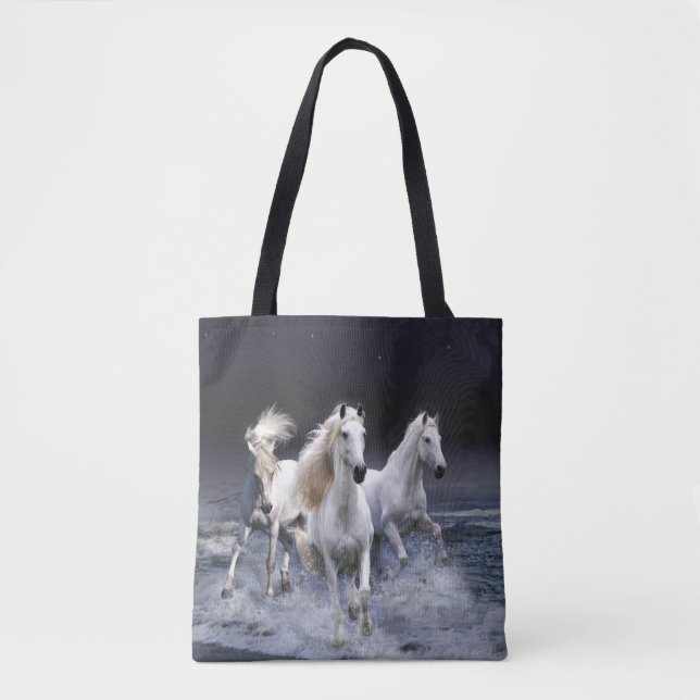 Horses running  throw pillow tote bag (Front)