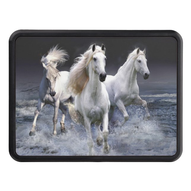 Horses running  throw pillow trailer hitch cover (Front)
