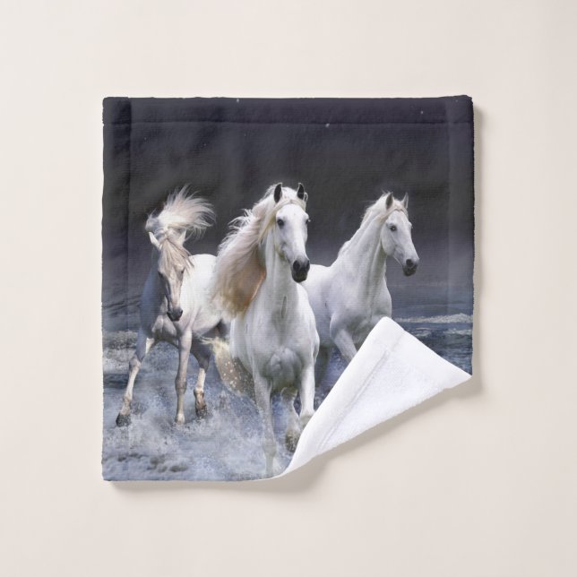 Horses running  throw pillow wash cloth (Wash Cloth)
