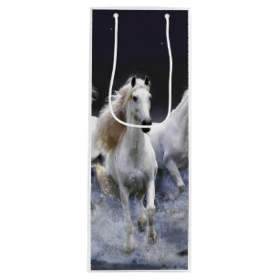 Horses running throw pillow wine gift bag