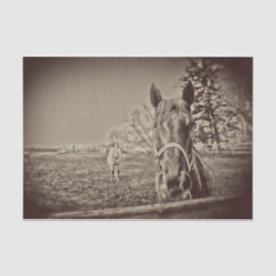 Horses Rustic Country Vintage Sepia Decoupage Tissue Paper