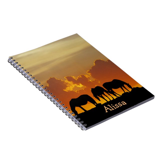 Horses Silhouette against Sunset Landscape Notebook (Right Side)
