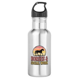 Horses & Social Work Retro Sunset Vector Design_1 532 Ml Water Bottle