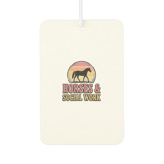Horses & Social Work Retro Sunset Vector Design_1 Air Freshener (Front)