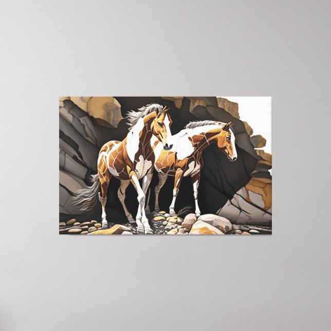 Horses Standing Next to Each Other Canvas Print (Front)