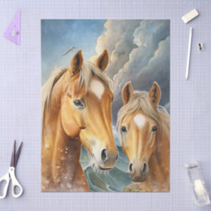 Horses Stormy Sky & Ocean Scene Tissue Paper