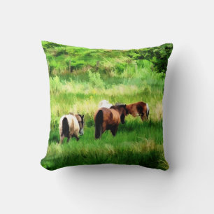 HORSES THROW PILLOW