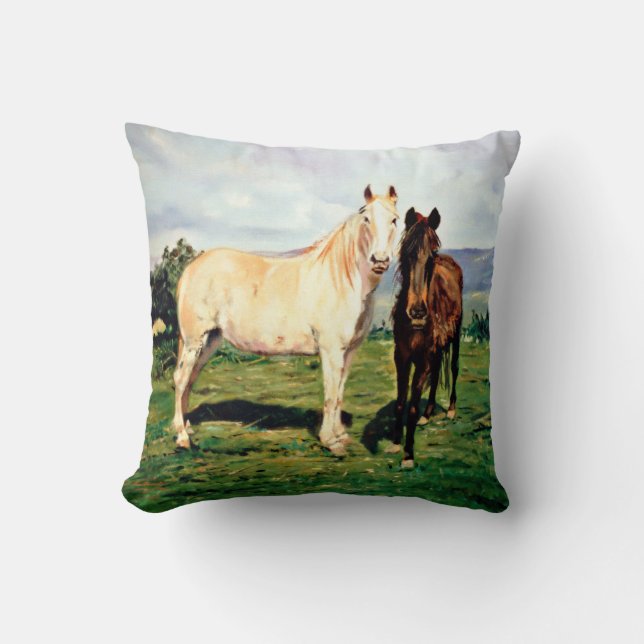 Horses Throw Pillow (Front)