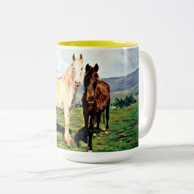 Horses Two-Tone Coffee Mug (Front Right)
