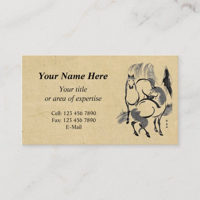 Horses under a willow tree. business card (Front)