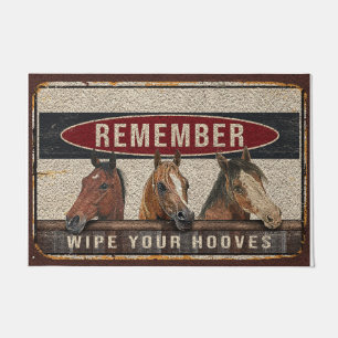 Horses Welcome Doormat   Remember Wipe Your Hooves