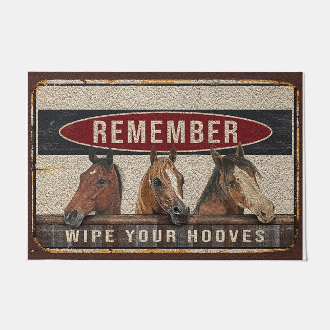 Horses Welcome Doormat | Remember Wipe Your Hooves (Front)