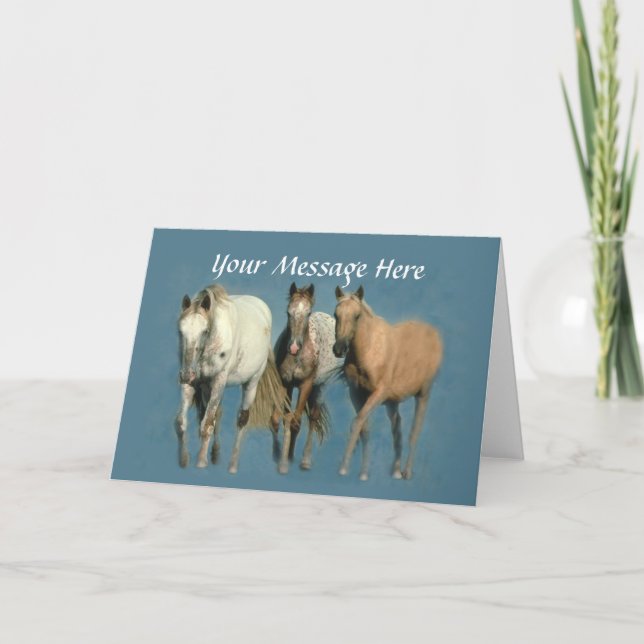 Horses Wild et merveilleuse carte de voeux (Devant)