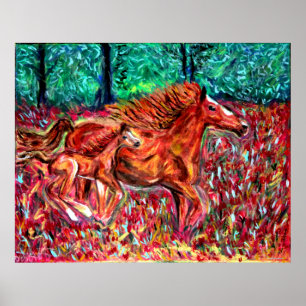 Horses Wild Posters Art by Debbie Davidsohn Gifts