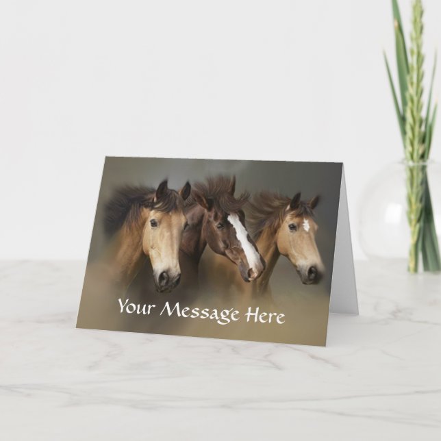 Horses Wild Trio Greeting Card (Front)
