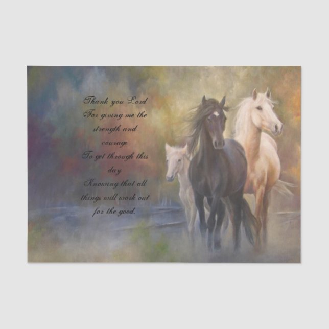 Horses With A Prayer Decoupage Tissue Paper (Front)