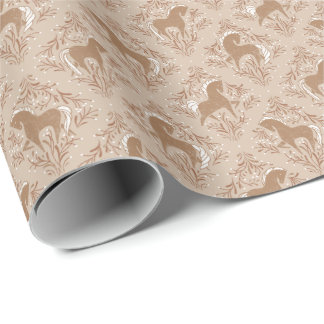 Horses with floral elements wrapping paper