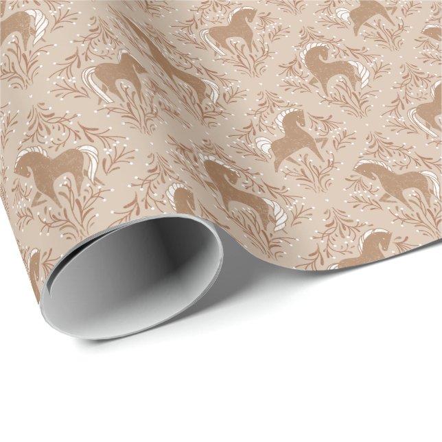 Horses with floral elements wrapping paper (Roll Corner)