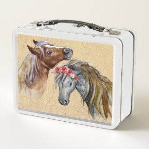 Horses with Flowers Metal Lunch Box