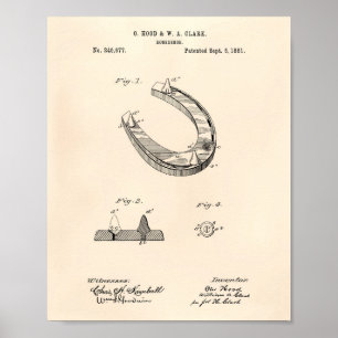 Horseshoe 1881 Patent Art Old Peper Poster