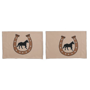 Horseshoe and Black Horse Custom Pillow Case