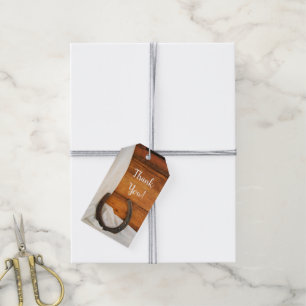 Horseshoe and Satin Western Barn Wedding Favour Ta Gift Tags