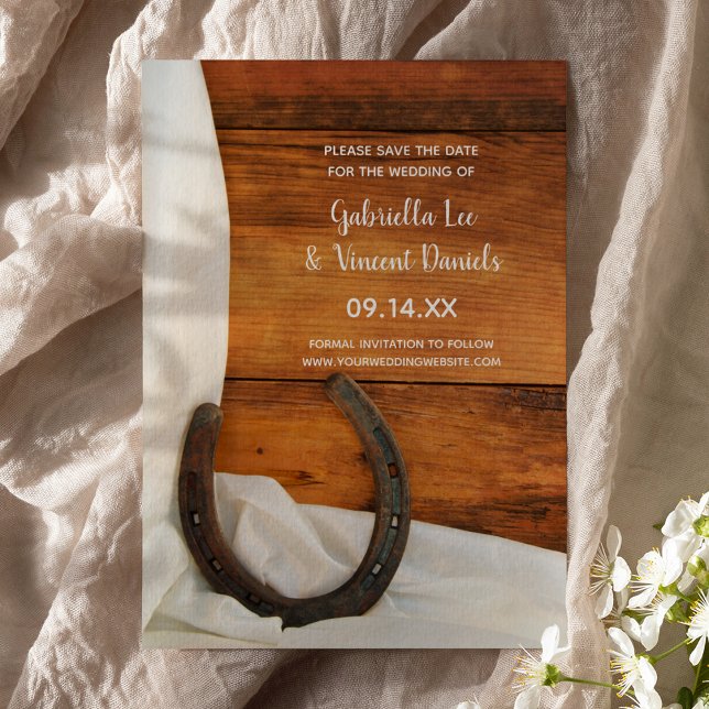 Horseshoe and Satin Western Wedding Save the Date (Creator Uploaded)
