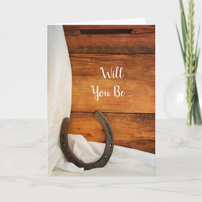 Horseshoe and Satin Will You Be My Bridesmaid Invitation (Front)