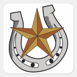 Horseshoe and Star Square Sticker