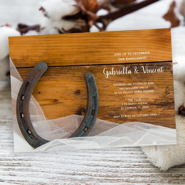 Horseshoe and Veil Western Engagement Party Invitation (Creator Uploaded)