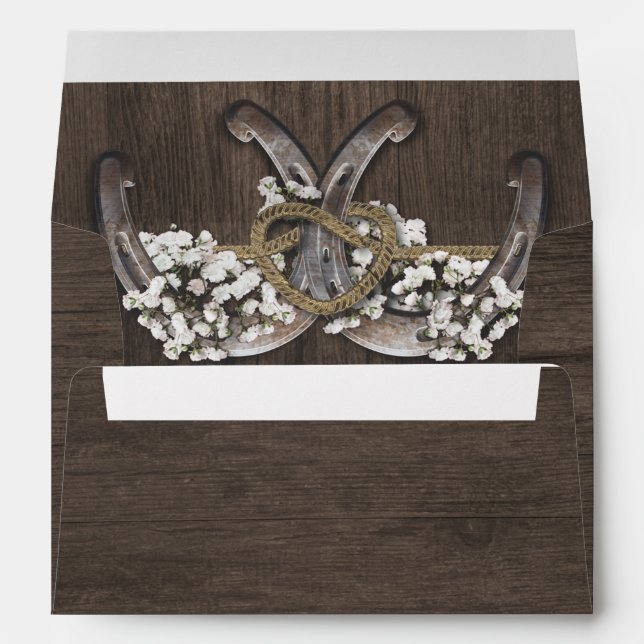Horseshoe Baby's Breath Enveloppes Mariages rustiq (Dos (Bas))